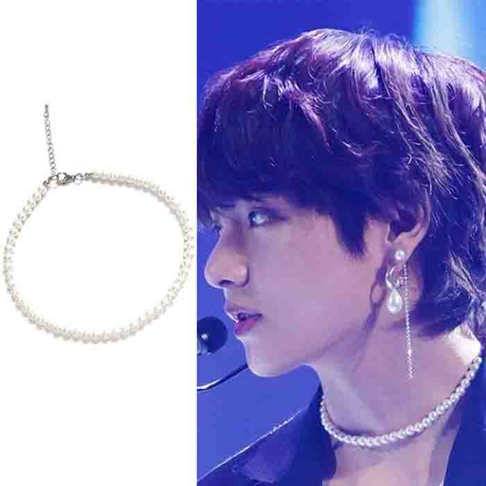 KPOP Necklace Bangtan Boys Jungkook Pearl Choker Necklace Men Women  Permission to Dance on Stage 2022 Concert Korean Accessory